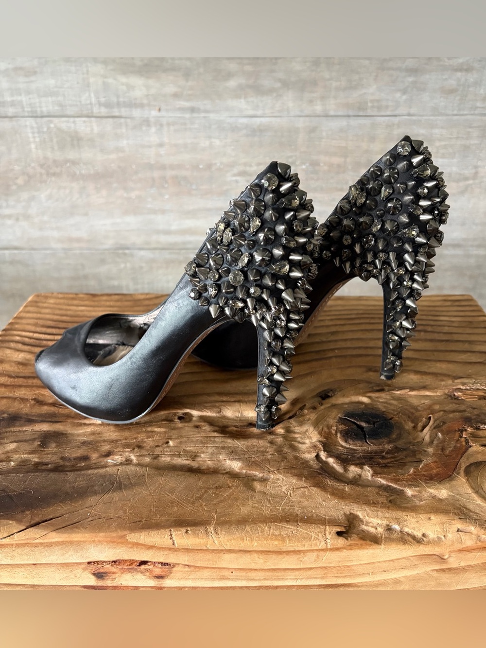 Sam Edelman Black Spiked Embellished Pointed-Toe Pumps